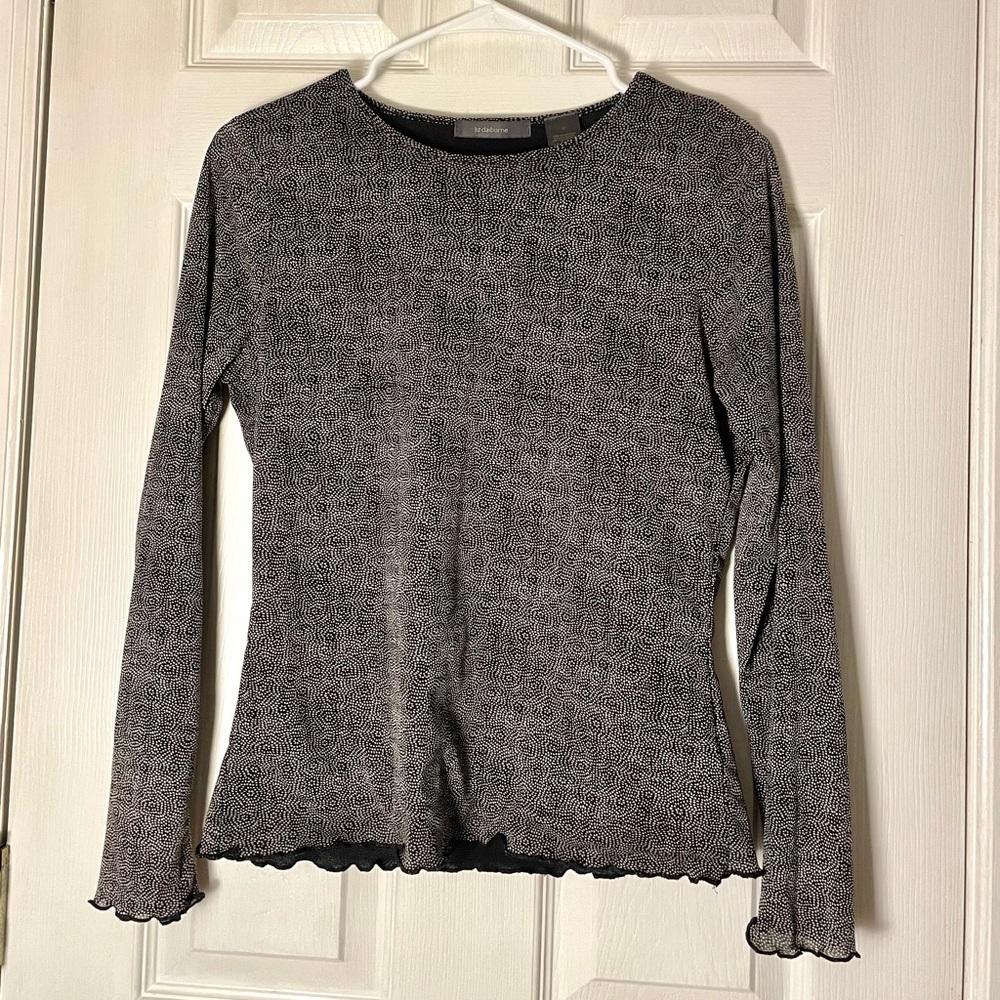 Liz Claiborne Longsleeve Blouse Scallop Edge Detail
